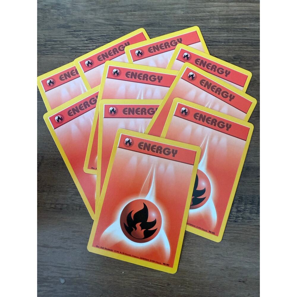 10 Pokémon Fire Energy 1999 - Set of 10 Cards